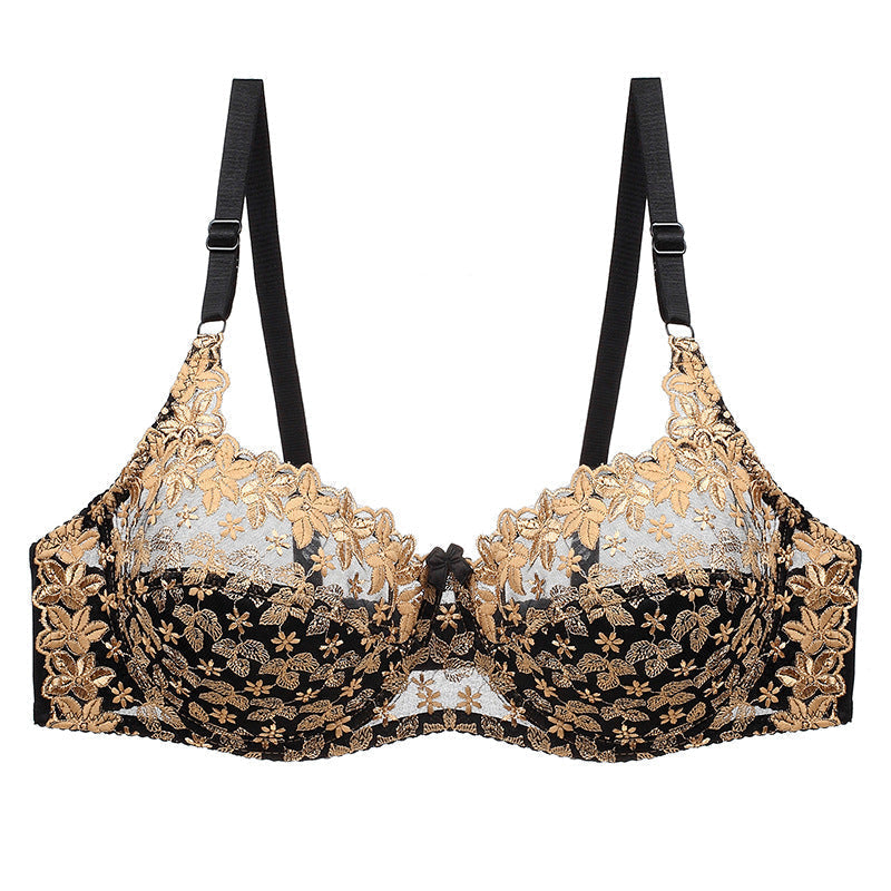 Soutien-gorge push-up à armatures en dentelle avec bretelles réglables et fermetures dans le dos pour femme - Fleuritel