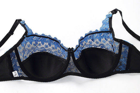 Soutien-gorge push-up à armatures en dentelle avec bretelles réglables et fermetures dans le dos pour femme - Fleuritel
