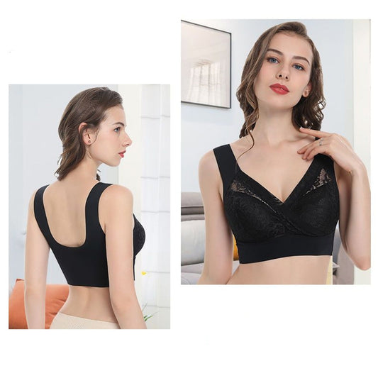 Soutien-gorge brassière sans armatures en dentelle avec bretelles larges pour femme – Solenix