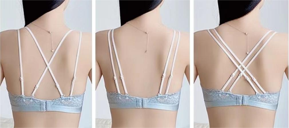 Soutien-gorge push-up en dentelle à armatures et fermetures dans le dos pour femme - Grossard
