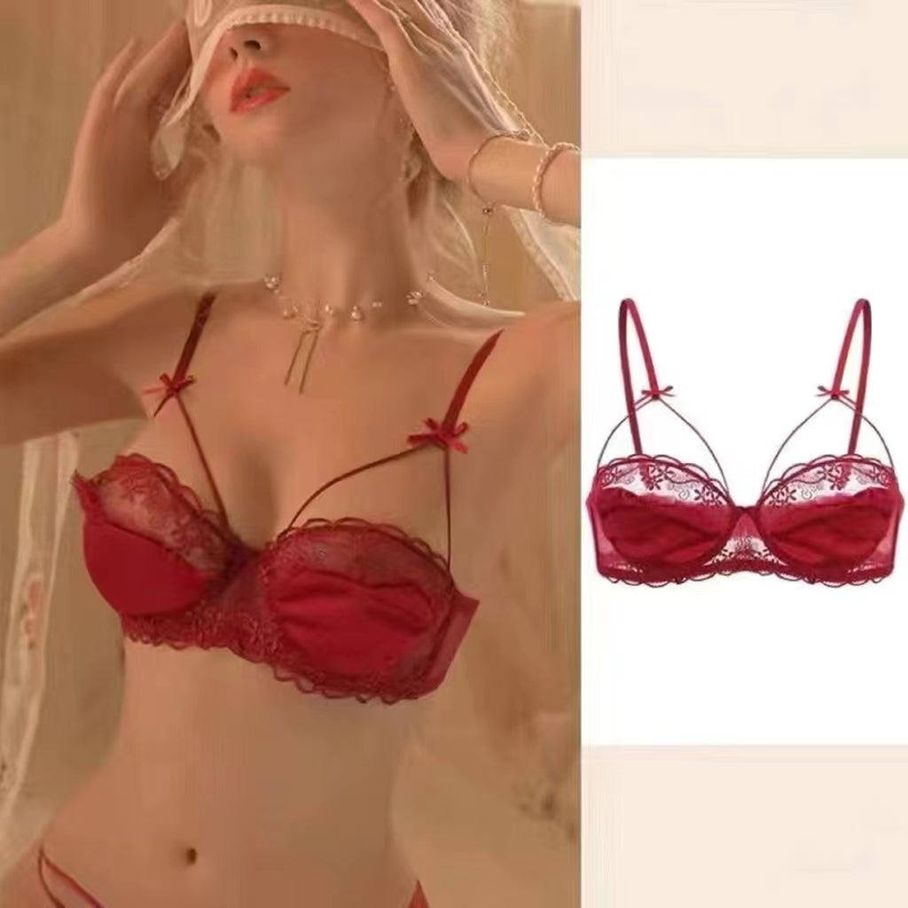 Soutien-gorge push-up à armatures en dentelle et broderie sensuelle pour femme - ElleBlur