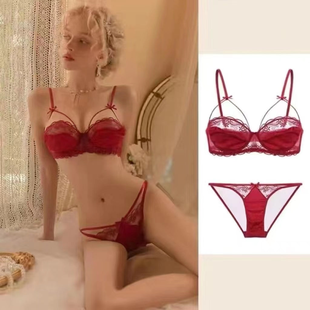 Ensemble de lingerie en dentelle soutien-gorge à armatures et slip assorti pour femme - ElleBlur (Ensemble)