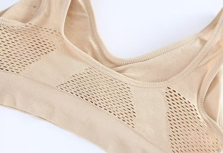 Soutien-gorge sport respirant sans armature en maille aérée pour femme - Orelex