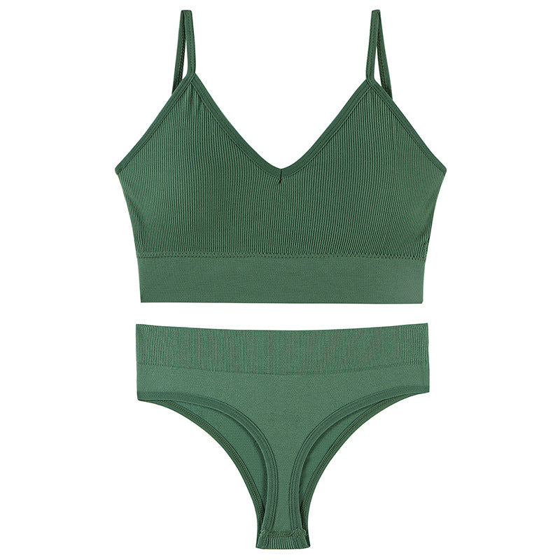 Ensemble soutien-gorge brassière sans armatures avec joli dos et slip assorti pour femme - Svoquie (Ensemble)