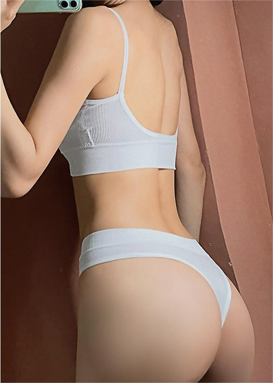 Ensemble soutien-gorge brassière sans armatures avec joli dos et slip assorti pour femme - Svoquie (Ensemble)