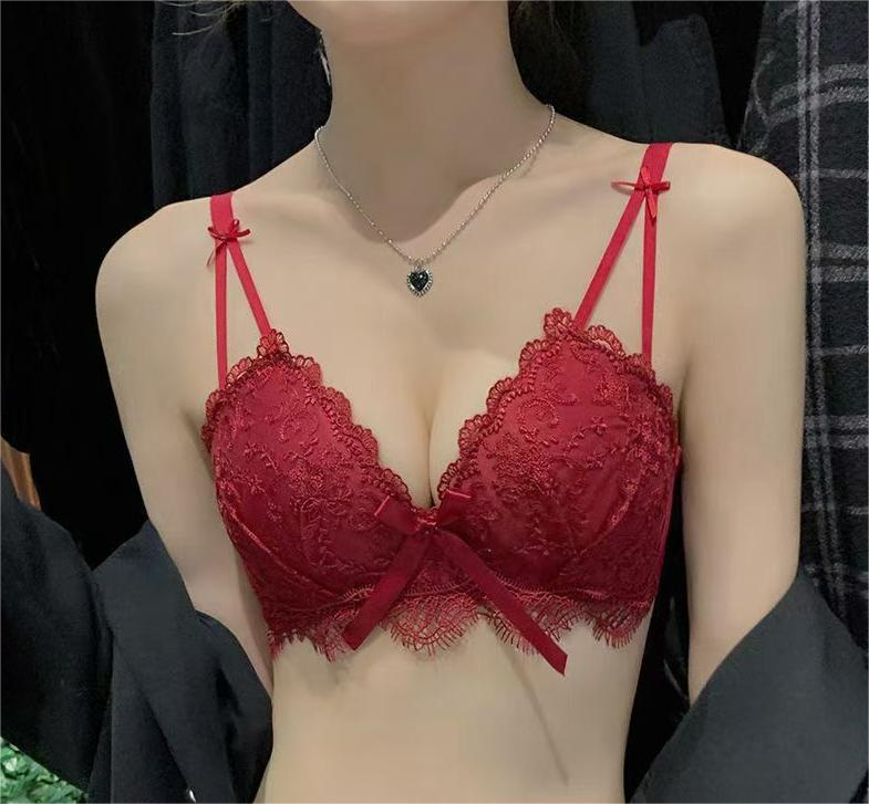 Soutien-gorge sans armatures en dentelle brodée et décolleté sensuel pour femme - Maison Rose
