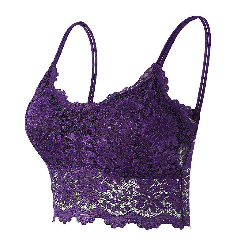 Soutien-gorge brassière sans armatures en dentelle florale pour femme - Ballmano