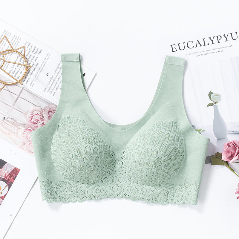 Soutien-gorge brassière sans armatures en dentelle effet seconde peau avec bretelles larges pour femme - Diarina