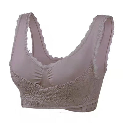 Soutien-gorge brassière Icône gris sans armatures avec dentelle et maintien croisé