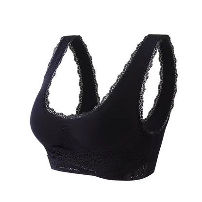 Soutien-gorge brassière Icône noir sans armatures avec dentelle et maintien croisé